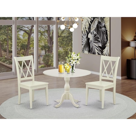 East West Furniture 3 Piece Dublin Dining Set - Linen White DMCL3-LWH-W